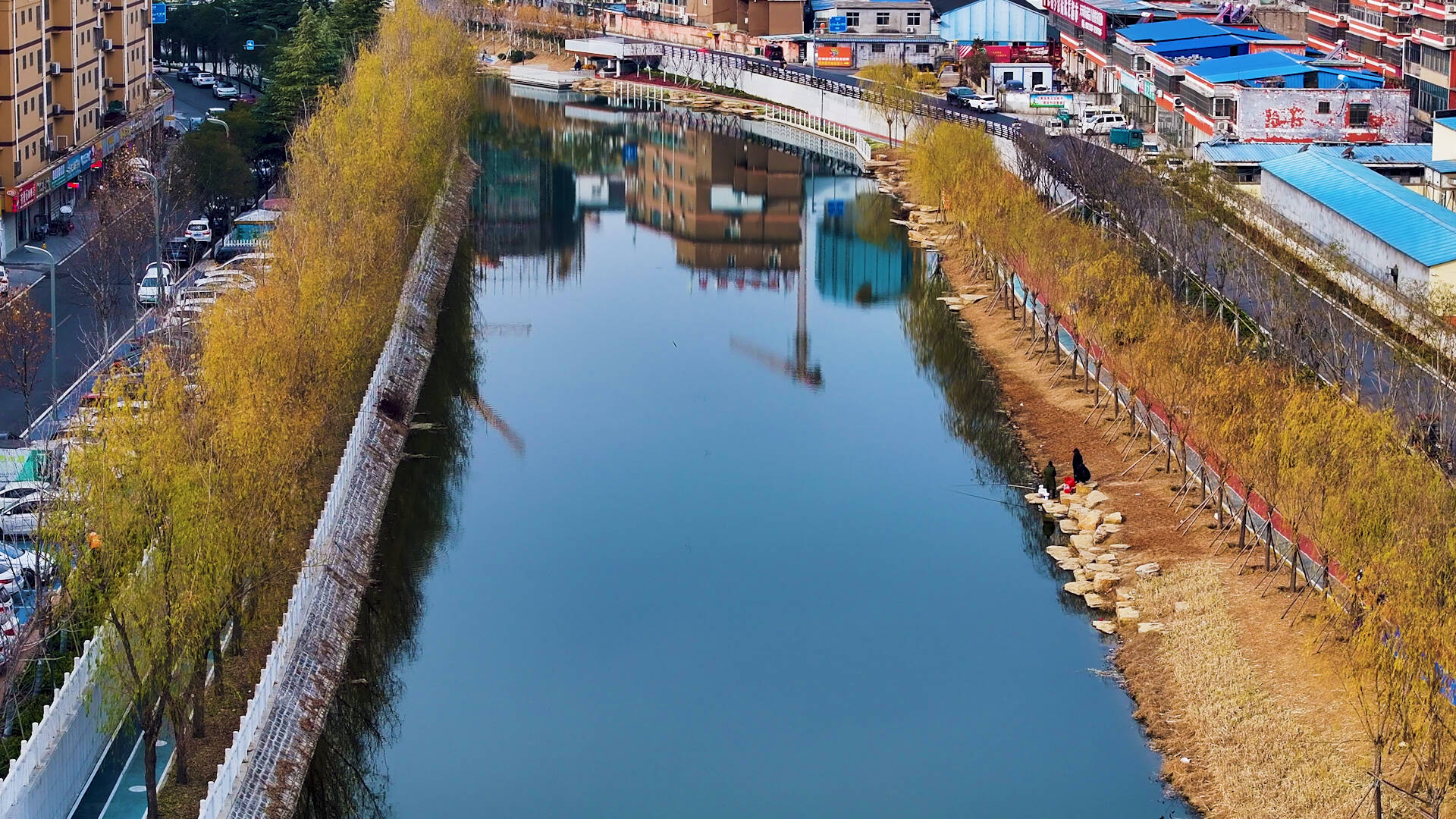 岸美水清 冬日枣庄小沙河景美入画来